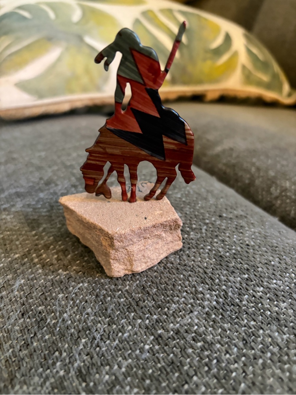 Rustic Western Rider Silhouette Sculpture - Red, Black, Brown